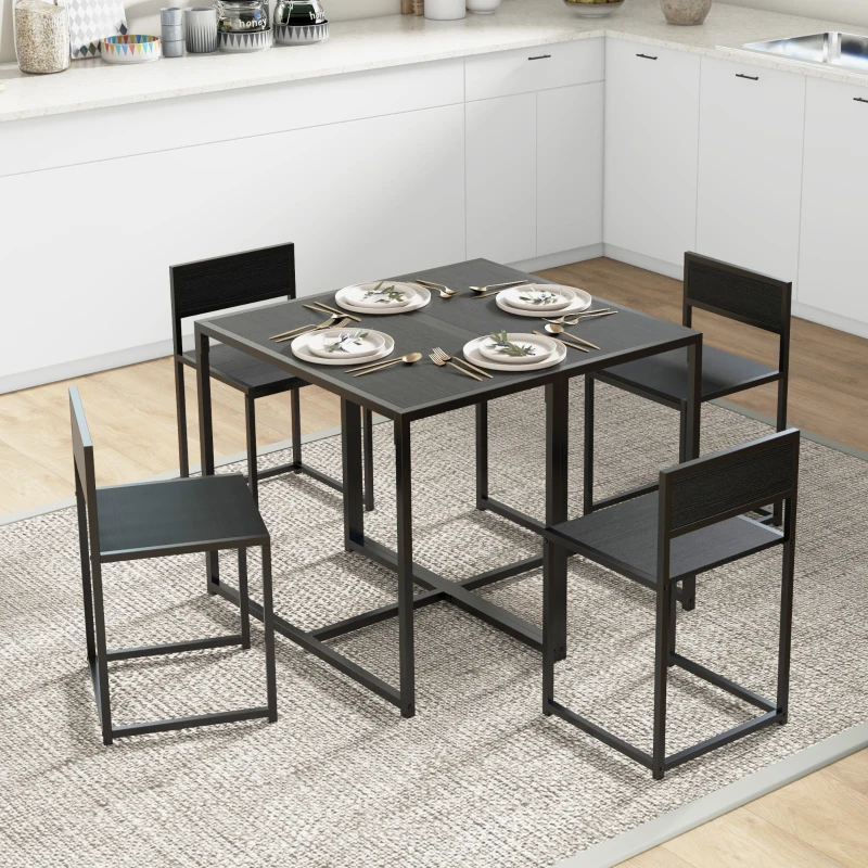 HOMCOM Dining Table Set, Industrial Dining Set for 2, Kitchen Table and Chairs for Small Space, Dining Room Table with Chairs