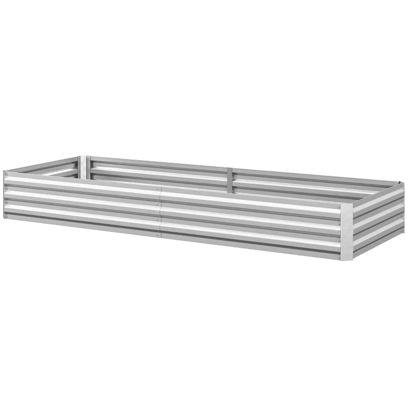 Outsunny 95" x 36" x 12" Galvanized Raised Garden Bed, Metal Elevated Planter Box for Growing Flowers, Herbs, Succulents, Silver