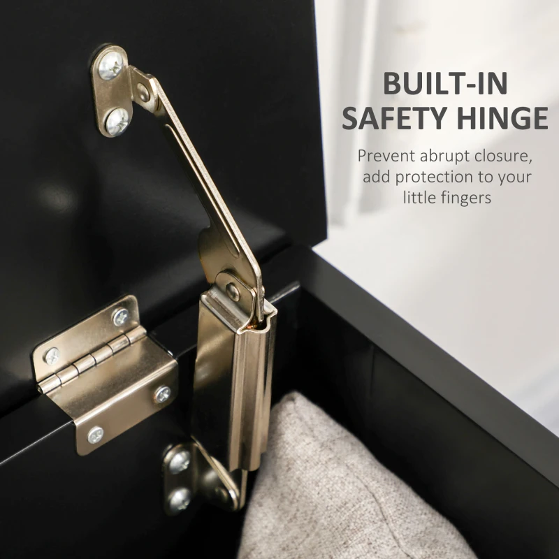 HOMCOM Large Storage Box Storage Trunk Cabinet Container with Lid and 2 Safety Hinges, Black