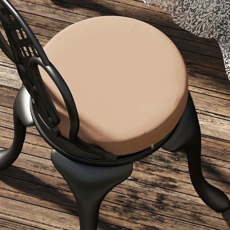 Outsunny Patio Chair Cushions Set of 4 Round Seat Cushions for Dining Bistro Chairs Machine Washable, 15" x 15" x 3", Khaki