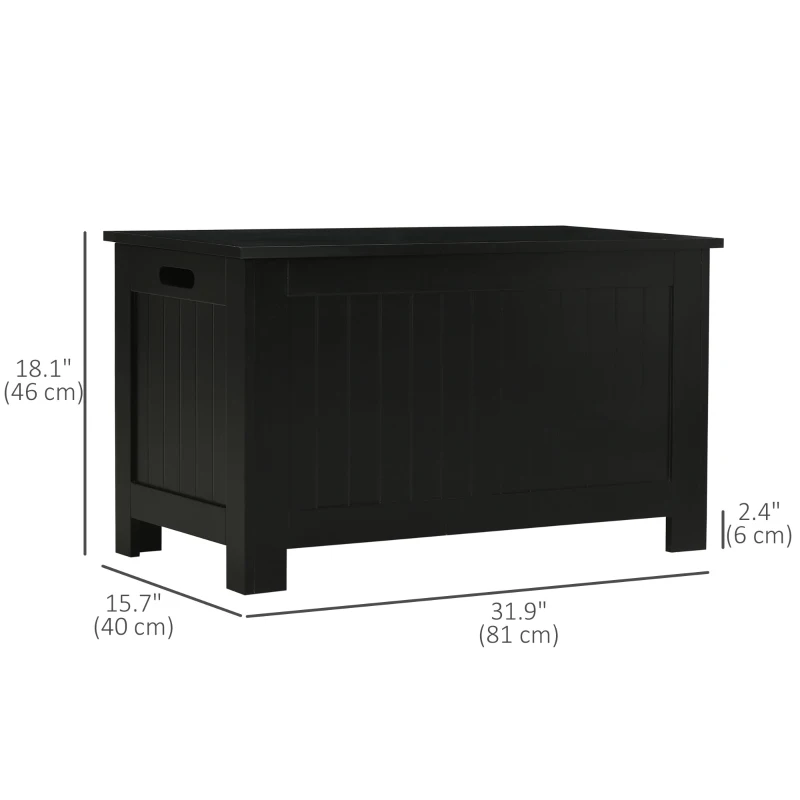 HOMCOM Large Storage Box Storage Trunk Cabinet Container with Lid and 2 Safety Hinges, Black