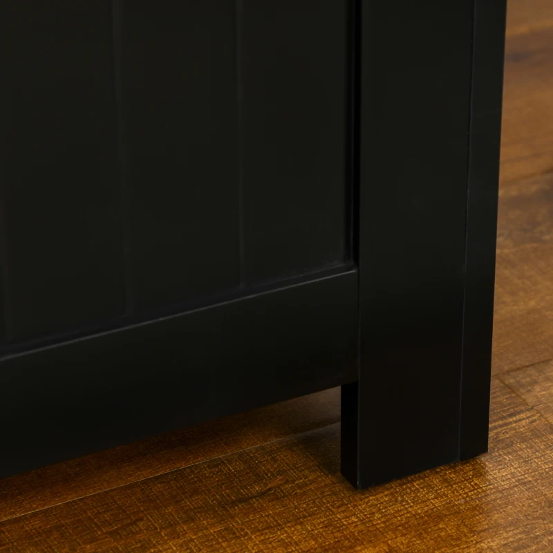 HOMCOM Large Storage Box Storage Trunk Cabinet Container with Lid and 2 Safety Hinges, Black