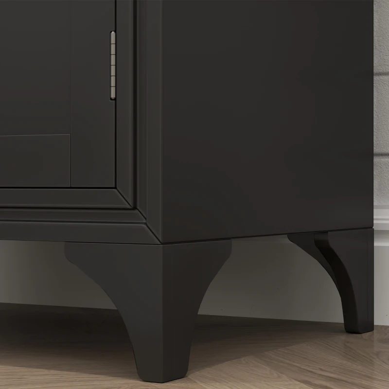 HOMCOM Freestanding Storage Cabinet, Kitchen Pantry Cabinet with 2 Shelves, 4 Doors for Dining Room, Black