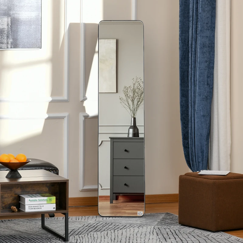 HOMCOM Full Length Mirror for Bedroom, Free Standing Dressing Mirror, Wall Mirror with Wood Frame, 15" x 61", Black