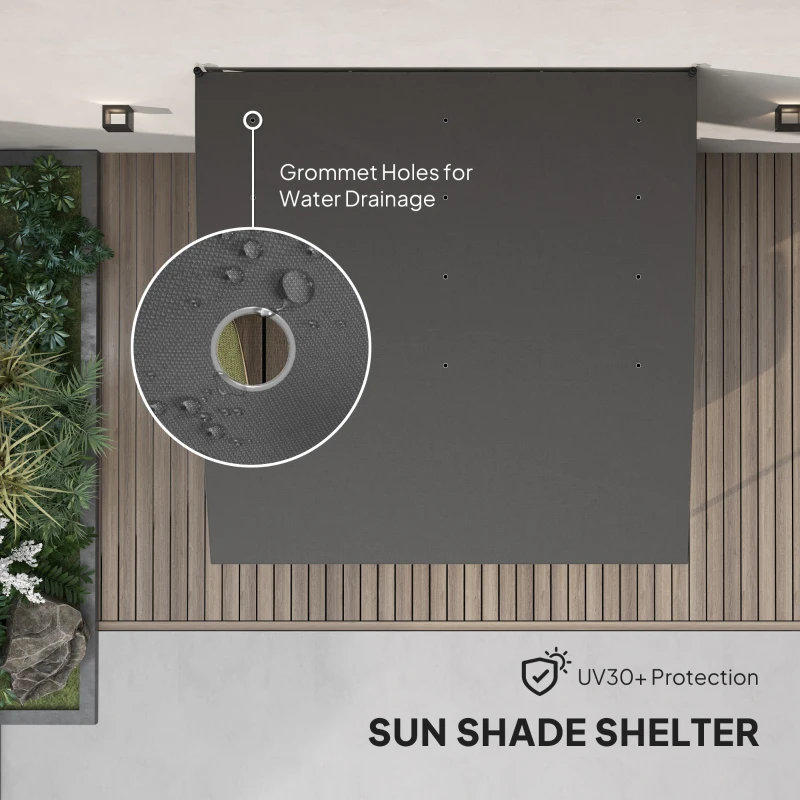 Outsunny 10' x 10' Outdoor Pergola Gazebo, Garden Sun Shade Shelter with Metal Frame for Porch, Patio, Deck, Backyard, Gray