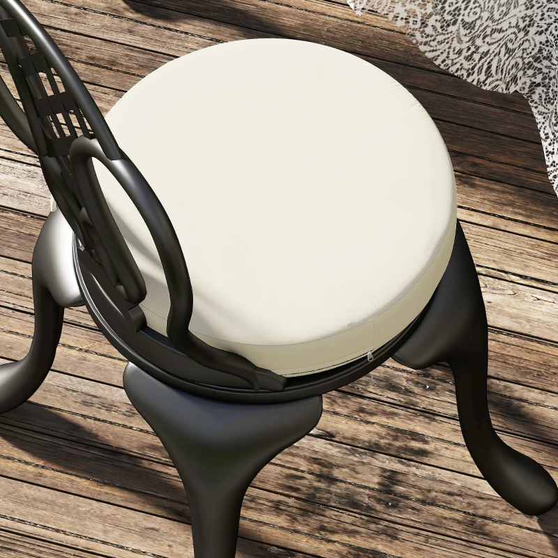 Outsunny Patio Chair Cushions Set of 4 Round Seat Cushions for Dining Bistro Chairs Machine Washable, 15" x 15" x 3", Cream White