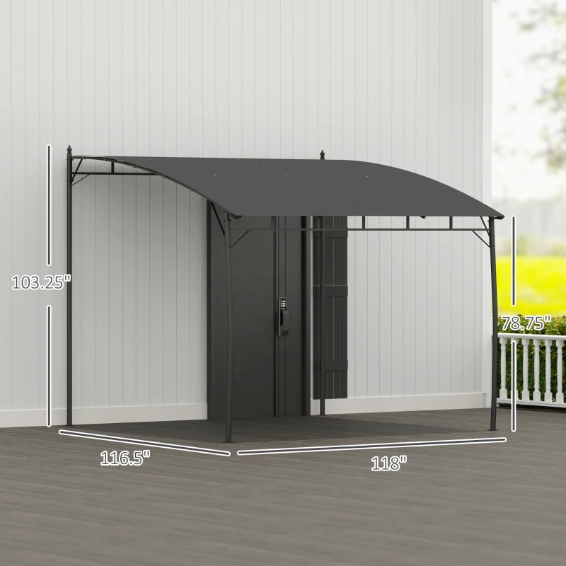 Outsunny 10' x 10' Outdoor Pergola Gazebo, Garden Sun Shade Shelter with Metal Frame for Porch, Patio, Deck, Backyard, Gray