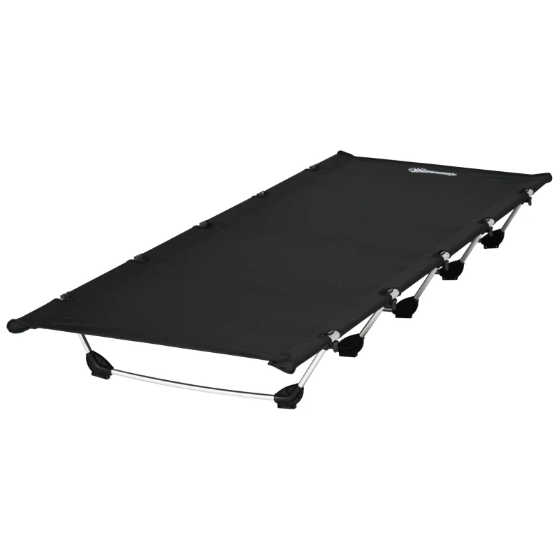 Outsunny Lightweight Camping Cot, Aluminium Portable Folding Bed w/ Strong Support 331 lbs and Carry Bag for Camping, Black
