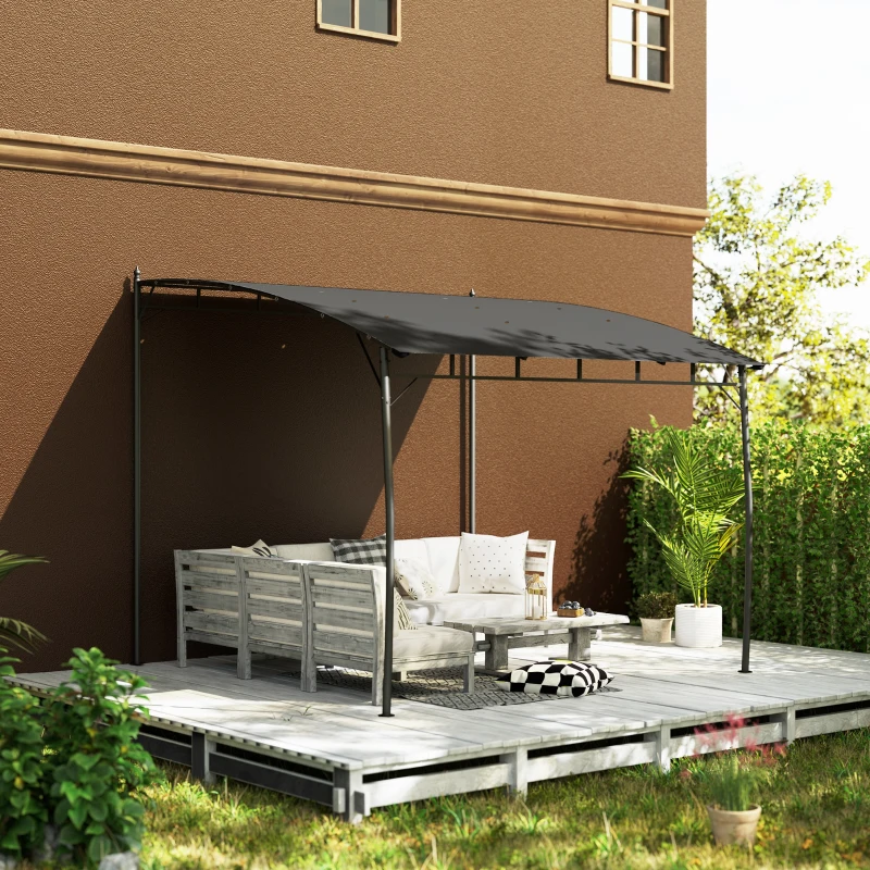 Outsunny 10' x 10' Outdoor Pergola Gazebo, Garden Sun Shade Shelter with Metal Frame for Porch, Patio, Deck, Backyard, Gray
