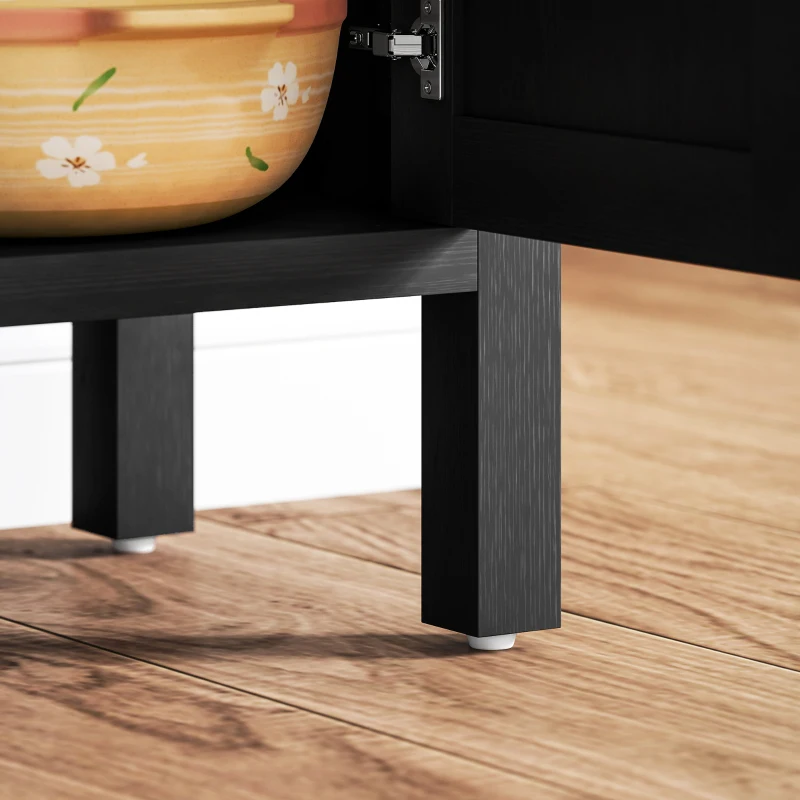 HOMCOM Sideboard Buffet Cabinet with Storage, Modern Accent Cabinet with Adjustable Shelf, Coffee Bar Cabinet, Distressed Black