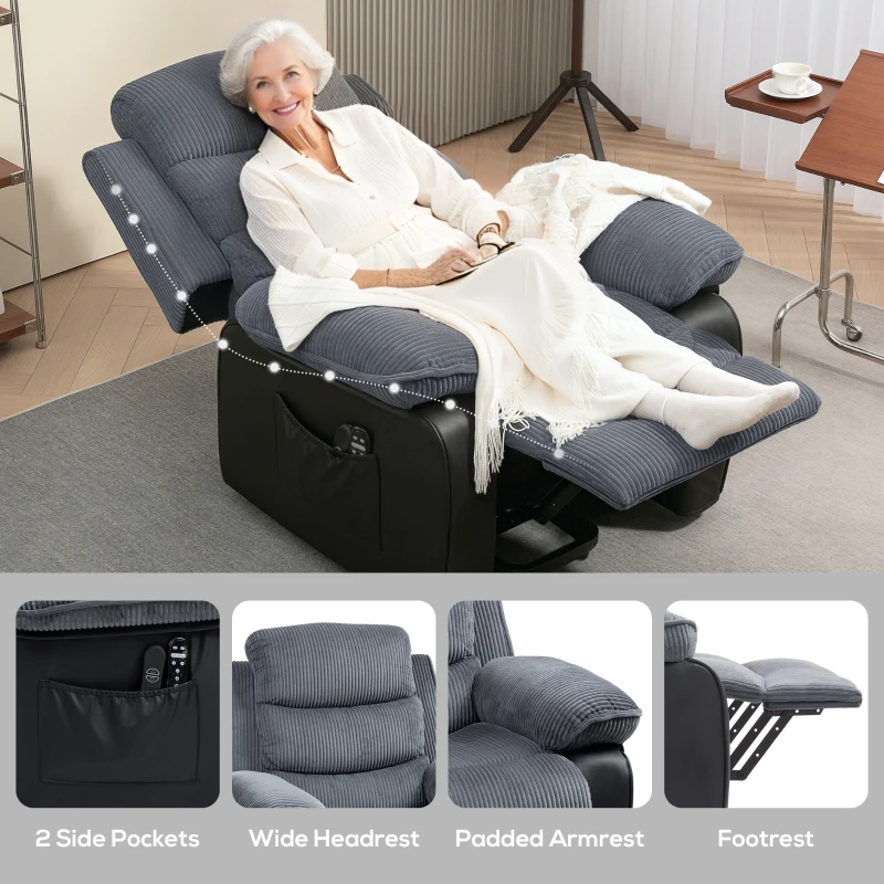 HOMCOM Power Lift Recliner Chair with Massage and Heat for Elderly, Electric Lift Chair with Remote Controllers