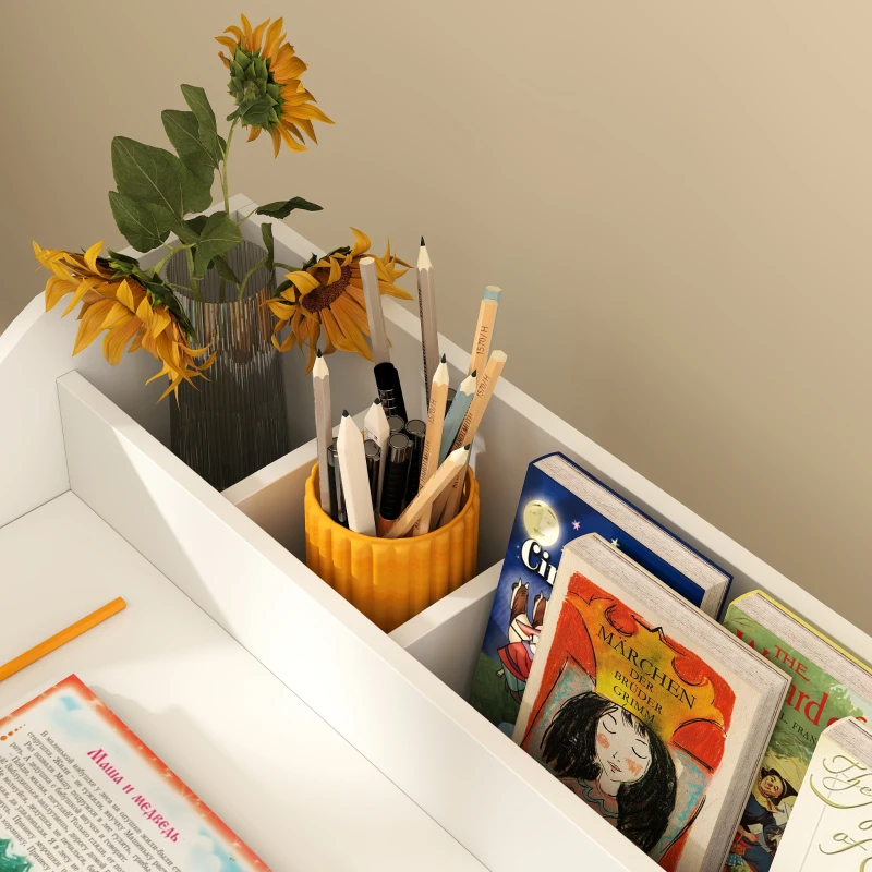 Qaba Kids Desk and Chair Set with Storage and Shelves, for Bedroom & Study Room, Gift for 3-8 Years Old, White