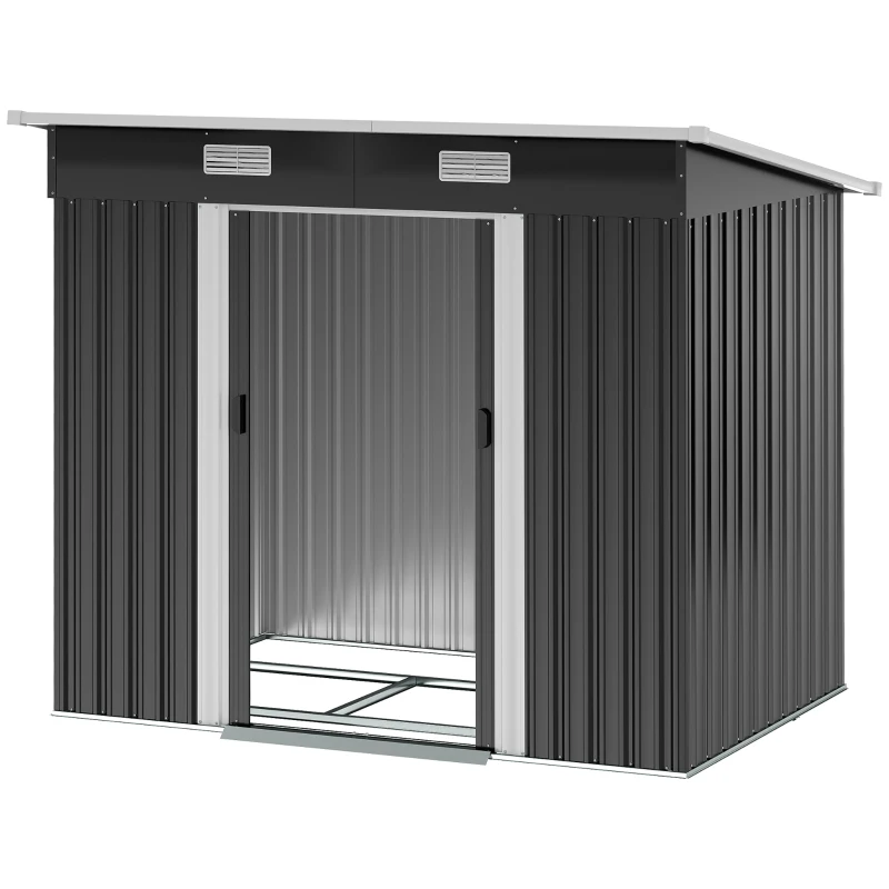 Outsunny 7'x 4' Metal Patio Storage Shed Garden Lockable Shed Tool Utility Storage Unit, Light Black