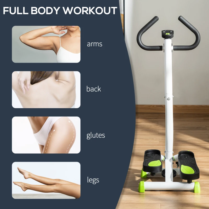 Soozier Twist Stepper Exercise Machine with Adjustable Resistance, LCD Screen - White & Green