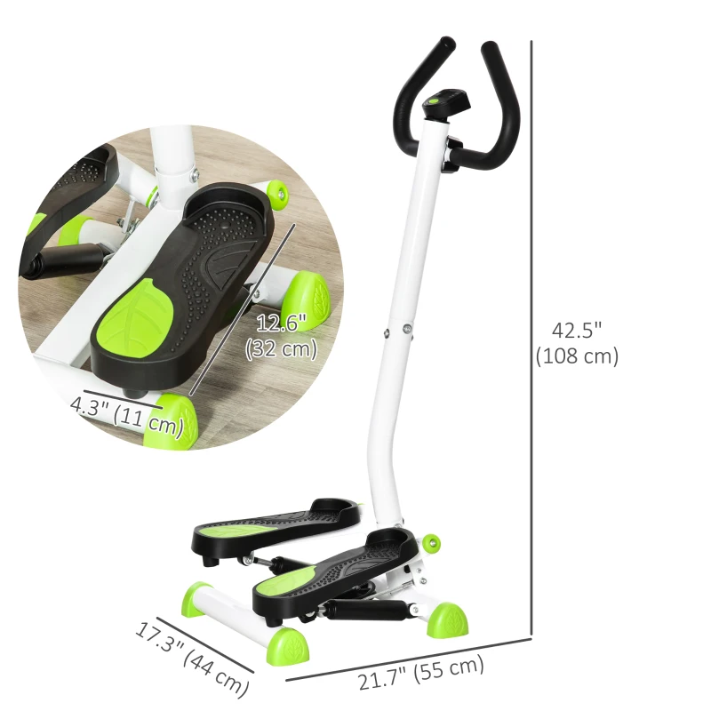 Soozier Twist Stepper Exercise Machine with Adjustable Resistance, LCD Screen - White & Green