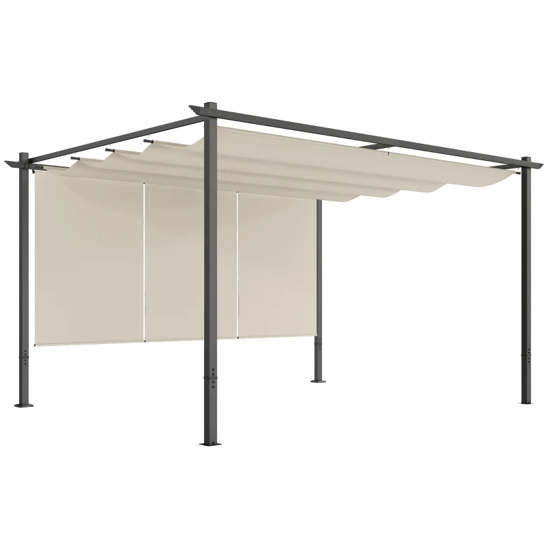 Outsunny 10' x 12' Retractable Pergola Canopy with Roller Shade, Wall-Mounted or Free Standing Patio Gazebo, UPF30+