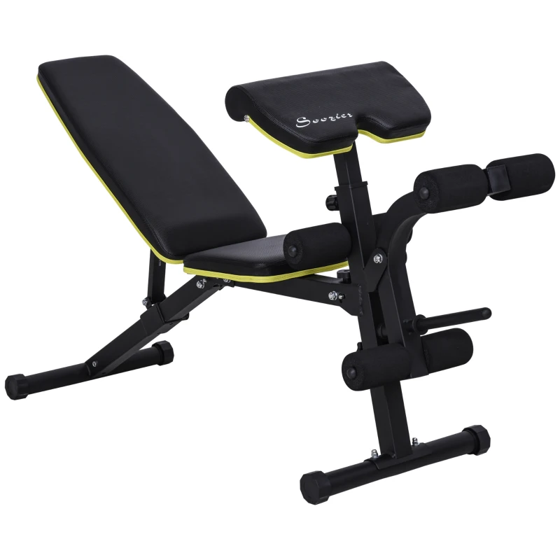 Soozier Adjustable Weight Bench, Sit Up Dumbbell Bench, Multi-Functional Purpose Hyper Extension Workout Bench with Adjustable Seat and Back Angle