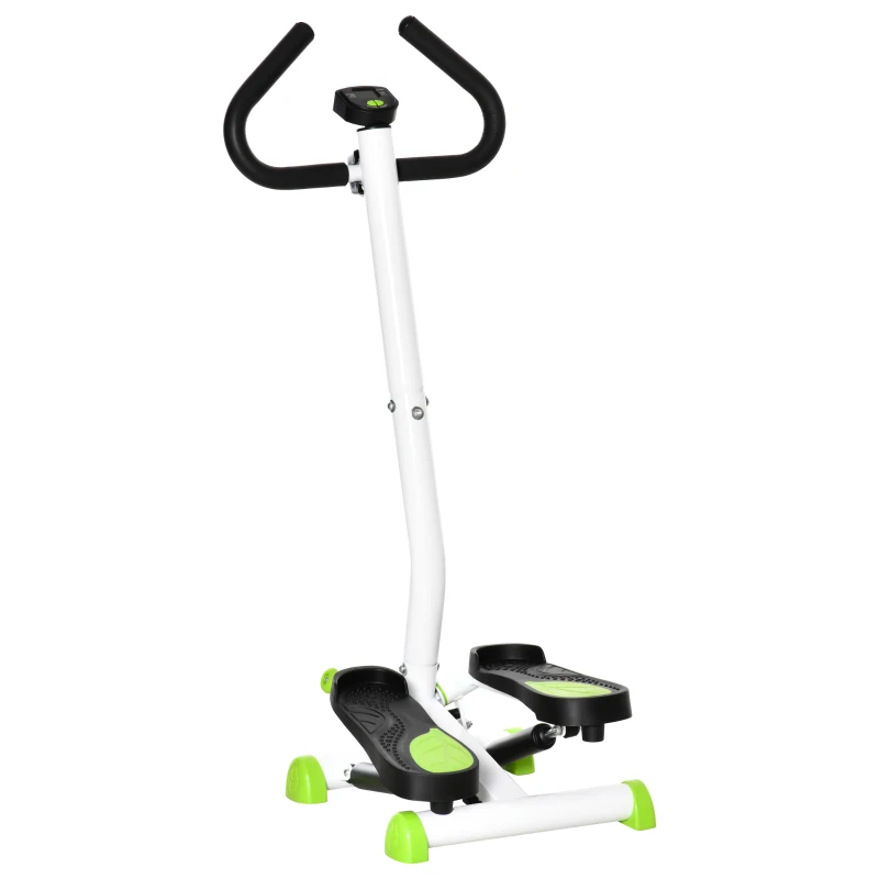 Soozier Twist Stepper Exercise Machine with Adjustable Resistance, LCD Screen - White & Green