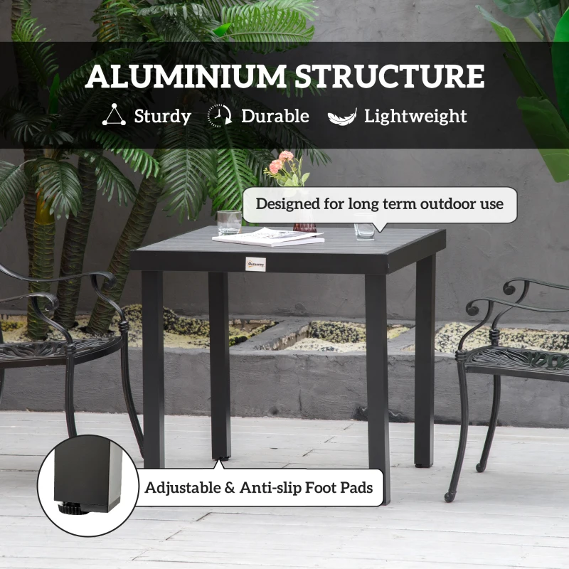 Outsunny Patio Dining Table for 4, Square Aluminum Outdoor Table for Garden Lawn Backyard, Black