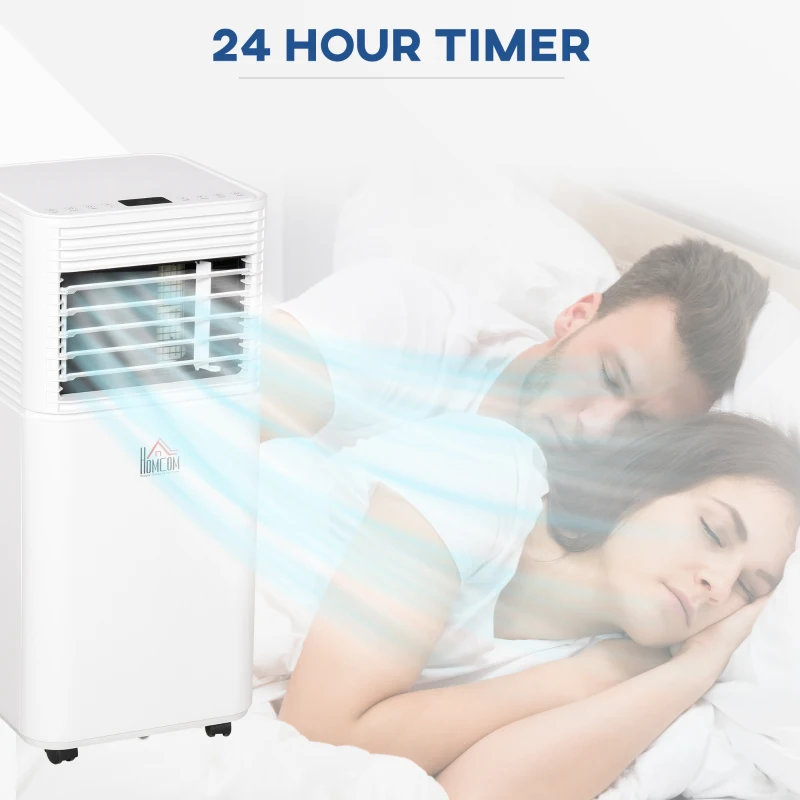 HOMCOM 8000 BTU Portable Air Conditioner with Fan & Dehumidifier Mode, Quiet AC Unit with Remote Control, 24-Hour Timer, White