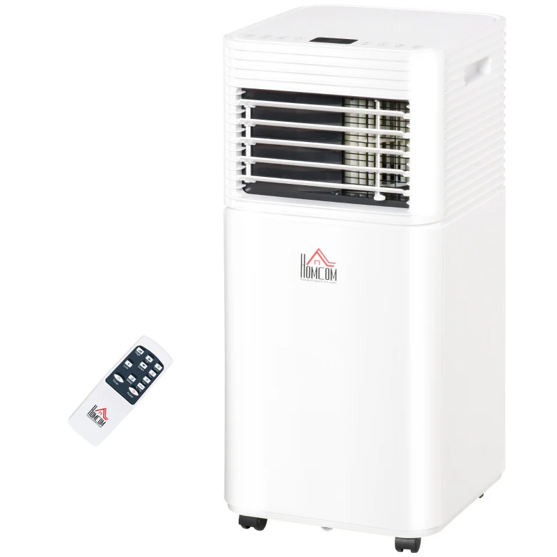 HOMCOM 8000 BTU Portable Air Conditioner with Fan & Dehumidifier Mode, Quiet AC Unit with Remote Control, 24-Hour Timer, White