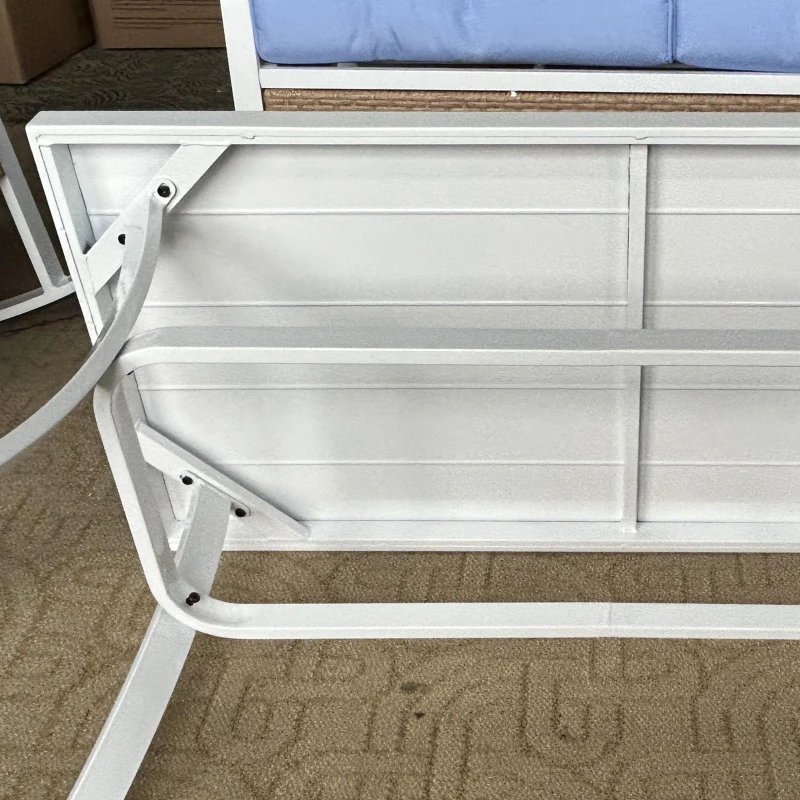 Outsunny 4-Piece Patio Furniture Set with Rocking Chairs & Loveseat, Coffee Table, Cushions for Backyard, Lawn and Pool, Blue