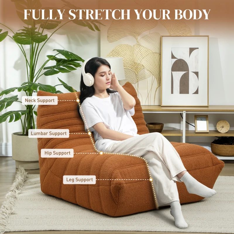 HOMCOM Bean Bag Chair for Adults, Giant Fireside Chair, Bean Bag Sofa with High Density Foam for Living Room, Brown
