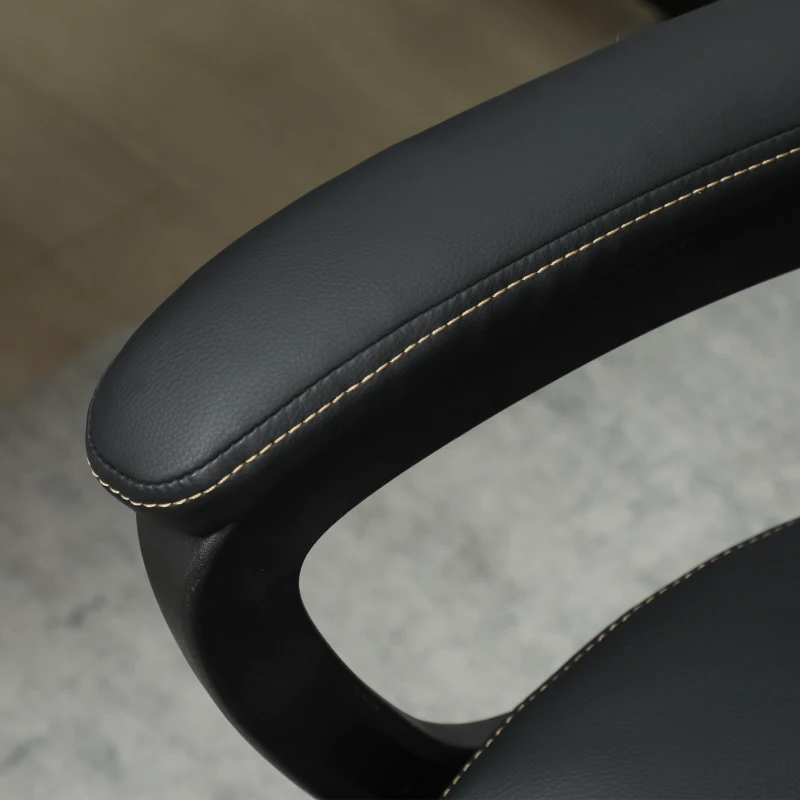 HOMCOM High Back Ergonomic Office Chair, PU Leather Executive Desk Chair with Adjustable Height and Swivel Wheels, Black