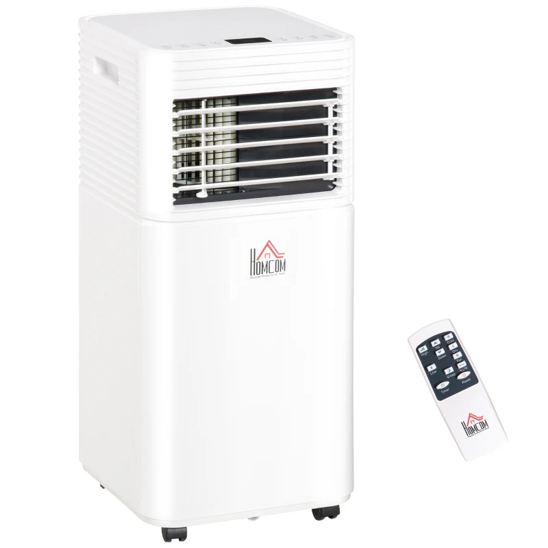 HOMCOM 8000 BTU Portable Air Conditioner with Fan & Dehumidifier Mode, Quiet AC Unit with Remote Control, 24-Hour Timer, White