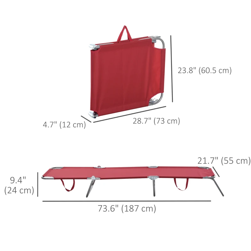 Outsunny Outdoor Folding Chaise Lounge, Reclining Lounge Chair with Adjustable Backrest and Breathable Mesh Fabric, Wine Red
