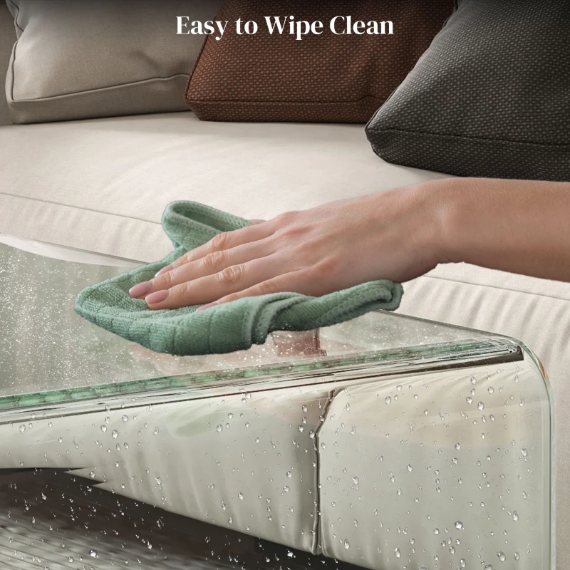 HOMCOM Glass Coffee Table, Clear Coffee Table for Living Room, Modern Rectangle Center Table with Safe Rounded Edges