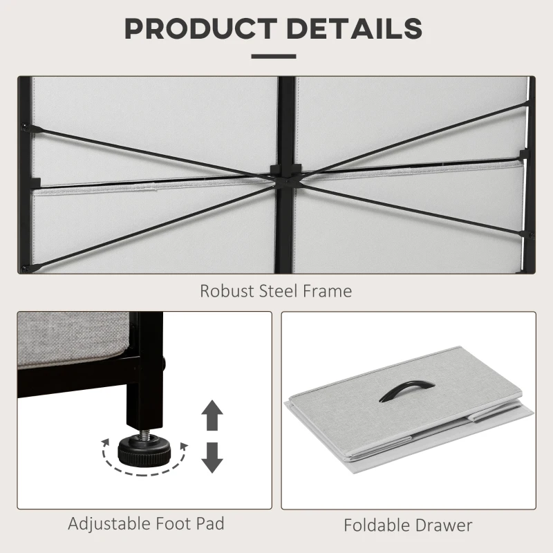 HOMCOM 8 Drawer Dresser for Bedroom, Fabric Chest of Drawers with Steel Frame, Wood Grain Top and Handles, Grey