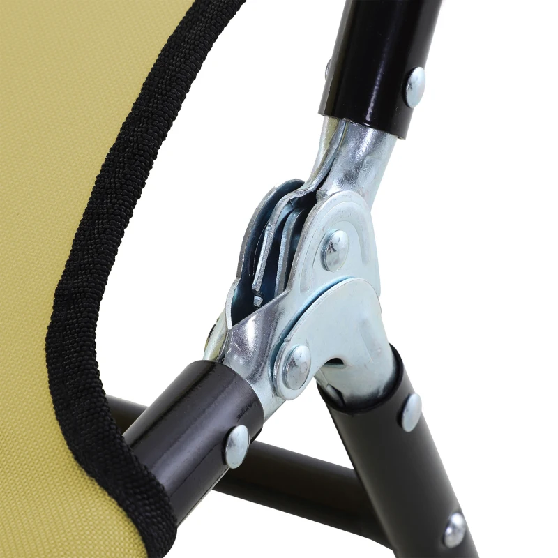 Outsunny Folding Chaise Lounge Pool Chairs, Outdoor Sun Tanning Chairs with 5-Level Reclining Back, Steel Frame for Beach, Yard, Patio, Beige