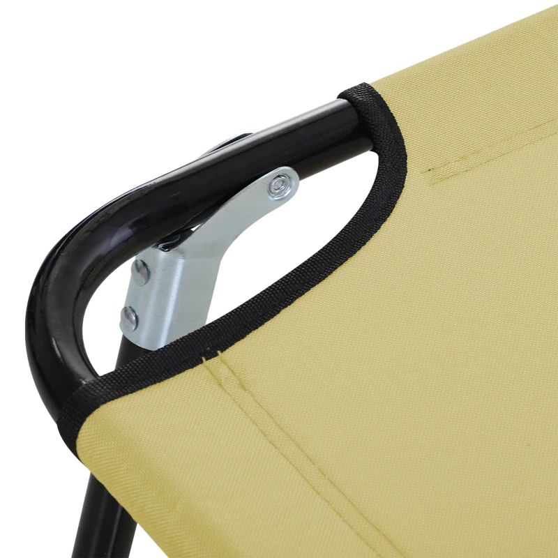 Outsunny Folding Chaise Lounge Pool Chairs, Outdoor Sun Tanning Chairs with 5-Level Reclining Back, Steel Frame for Beach, Yard, Patio, Beige