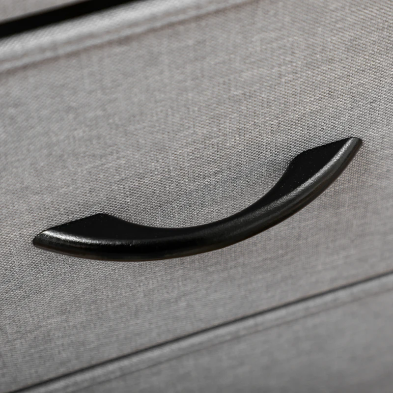 HOMCOM 5 Drawer Dresser for Bedroom, Tall Fabric Chest of Drawers with Steel Frame, Wood Grain Top and Handles, Grey