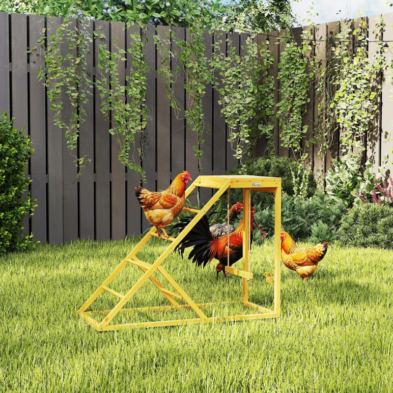 PawHut Chicken Activity Play for Healthy & Happy Animals with Chicken Perches & Hen Ladder, Chicken Coop Toy, Yellow
