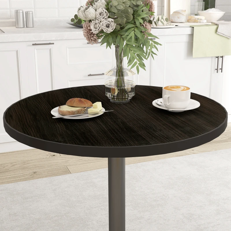 HOMCOM Round Dining Table for 2-4 People, Small Kitchen Table with Wood Grain Top, Black