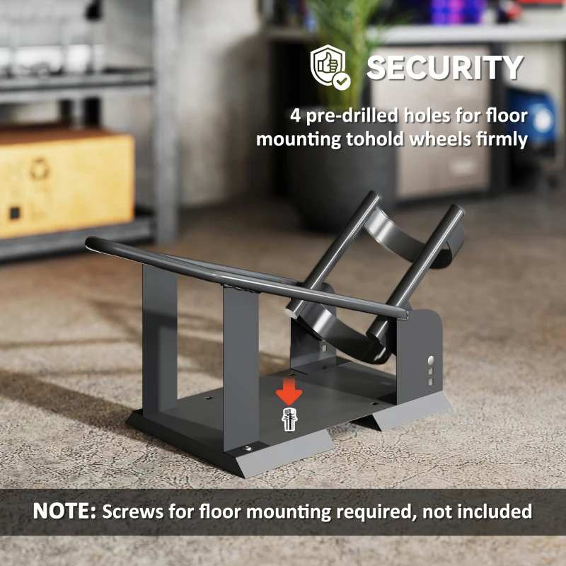 HOMCOM Motorcycle Wheel Chock, 1800 lbs Capacity Heavy Duty Steel Motorcycle Front Wheel Stand for 15"-21" Wheels, Black