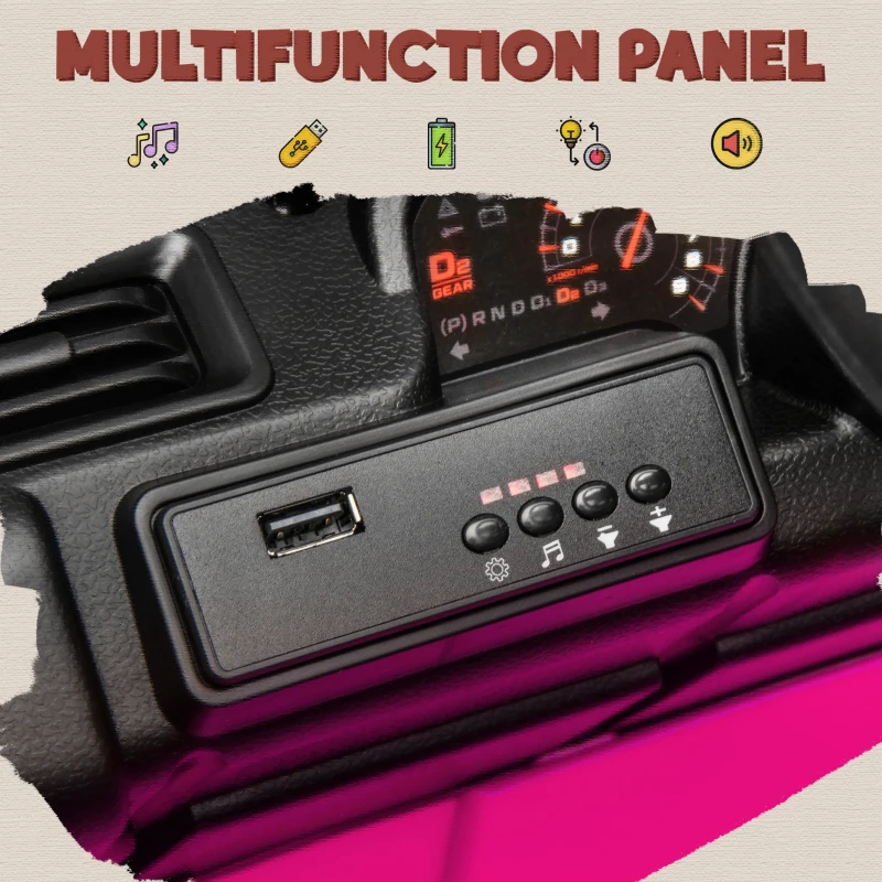 Qaba 12V 4WD/2WD Kids Electric Car w/ Remote Control, Spring Suspension, Back Trailer, Light, Music, Soft Start, Pink