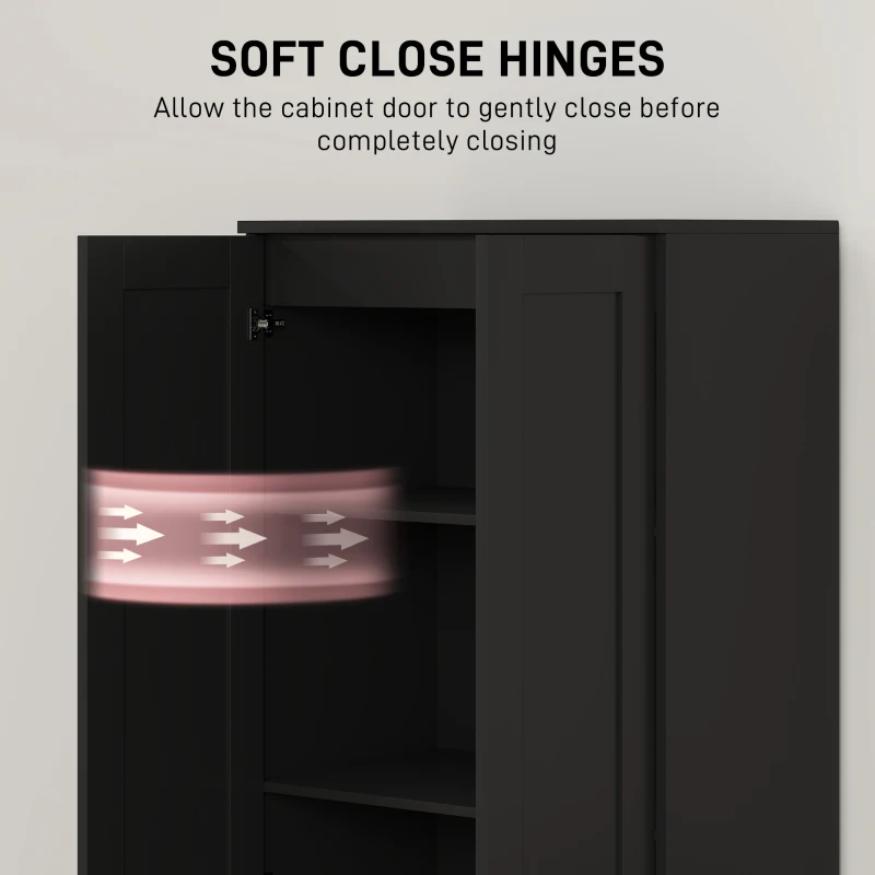 HOMCOM 69" Tall Pantry Cabinet with Adjustable Shelves, Modern Kitchen Pantry Cabinet with Soft Close Doors, Black