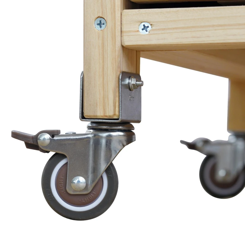 Outdoor Kitchen Island with Stainless Steel Top, Spice and Towel Rack, Rolling Bar Cart with Lockable Wheels, 50" L x 18.5" W x 36.5" H, Natural