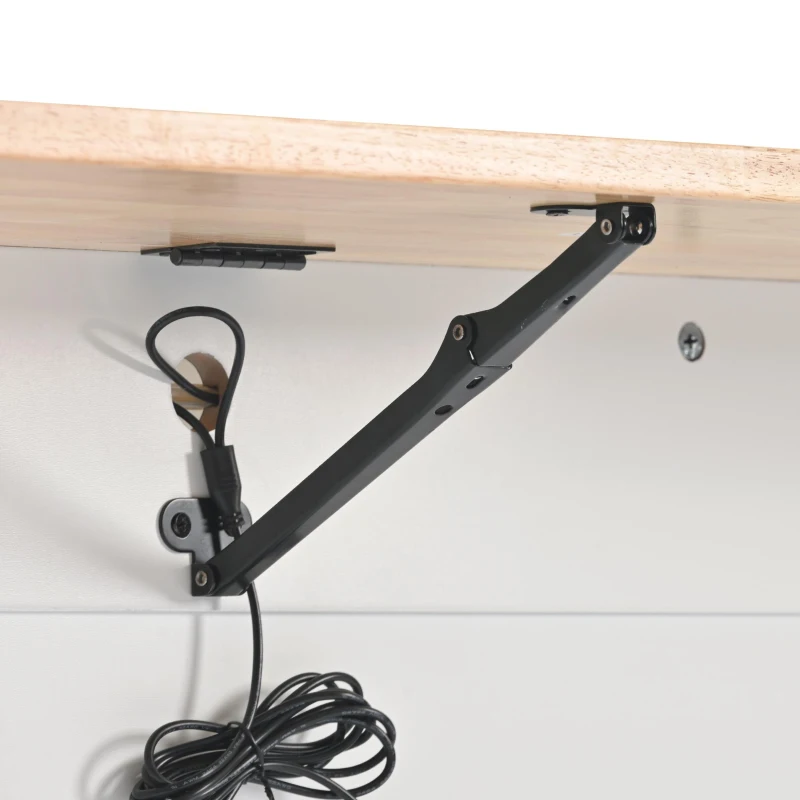 Kitchen Cart with Drop Leaf, LED Light, Sliding Glass Doors, Adjustable Shelf, Central Island with Rolling Wheels, 44" L x 27" W x 37" H, White