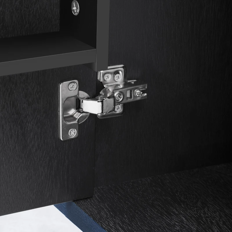 Farmhouse Kitchen Island with Drop Leaf, Rolling Cart on Wheels, 3D Wave Stripes Ash Veneer, Internal Rack, Adjustable Shelves, Navy Blue