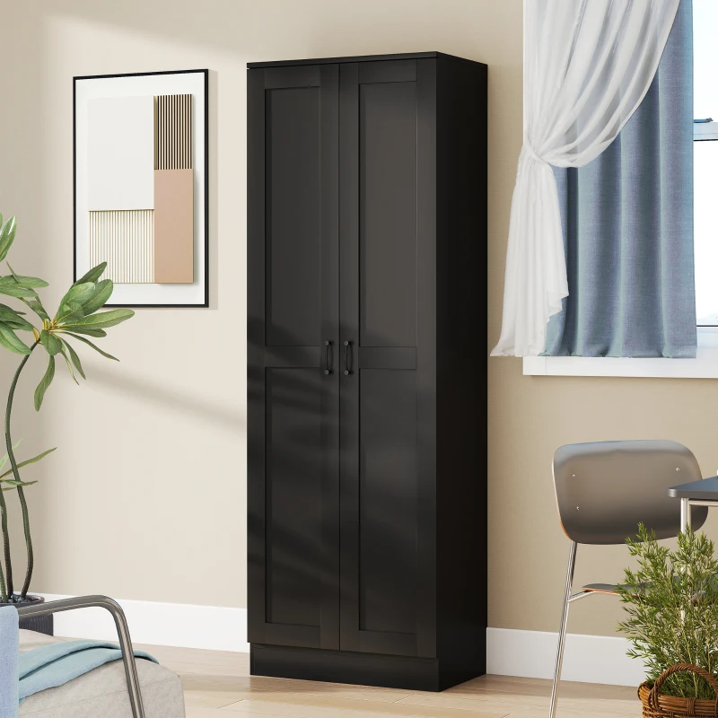 HOMCOM 69" Tall Pantry Cabinet with Adjustable Shelves, Modern Kitchen Pantry Cabinet with Soft Close Doors, Black