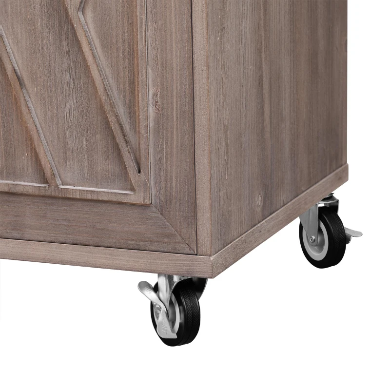 Kitchen Island with Drop Leaf, Rolling Cart on Wheels, Adjustable Shelves, Internal Storage Rack, Towel Rack, 51" L x 29.5" W x 36" H, Brown