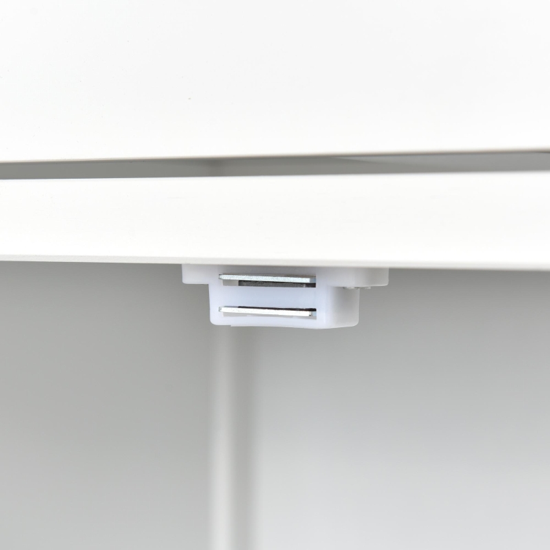 Kitchen Island Cart with 4-Door Cabinet, 2 Drawers, Solid Wood Top, Spice and Towel Racks, Locking Wheels, 54.5" L x 18.5" W x 36" H, White