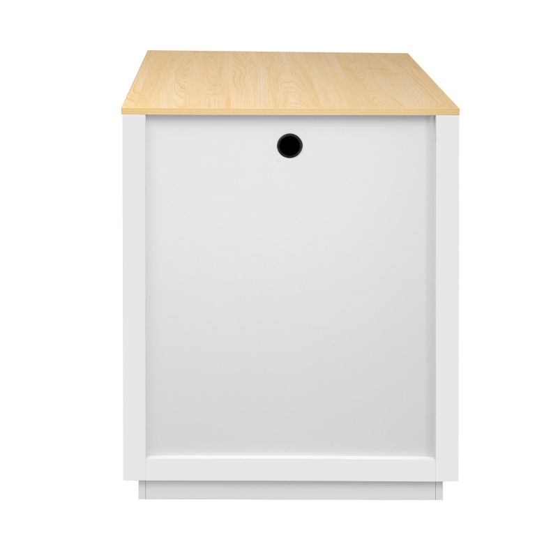 Kitchen Island with Extendable Table, Double-Sided Storage, Power Outlet, Adjustable Shelves, Lockable Wheels, 83" L x 27.5" W x 36" H, White Oak