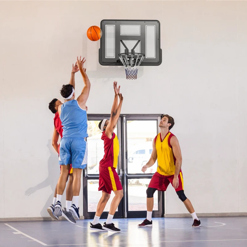Soozier Wall Mounted Basketball Hoop, Basketball Goal Combo Kit with 43" Reinforced Shatter Resistant Backboard and All Weather Net for Indoor or Outdoor Use