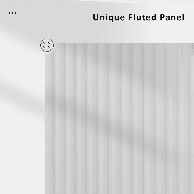 Fluted Kitchen Island with Drop Leaf, Internal Storage Rack, Rolling Kitchen Cart with Towel Rack, Adjustable Shelves, Smooth Curved Edge, White