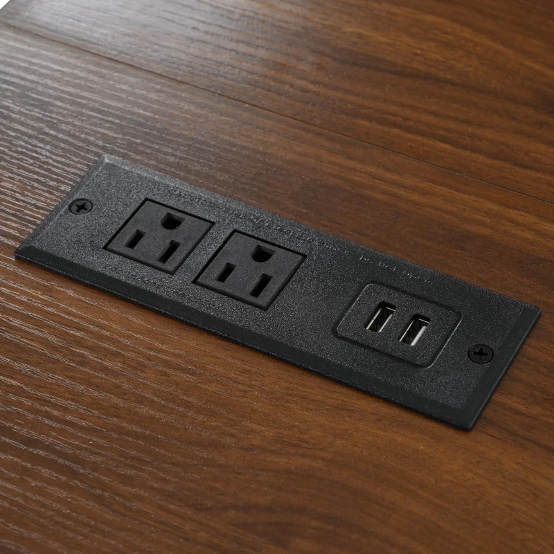 Farmhouse Kitchen Island with Power Outlet, Drop Leaf, Internal Storage Rack, Utility Cart with Adjustable Shelves, 54.5" L x 29" W x 36.5" H, White